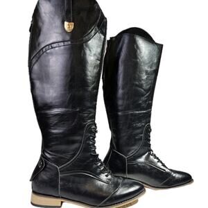 Women's Fashion Riding Tall Boot Zip Back Size 8 (40) Equestrian Military Moto